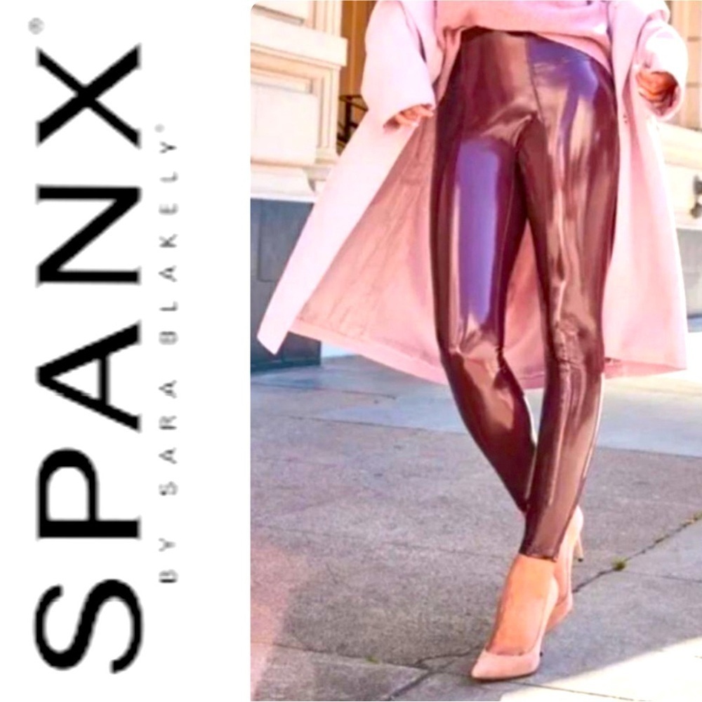 - SPANXshape Faux Leather patent leggings- size M -